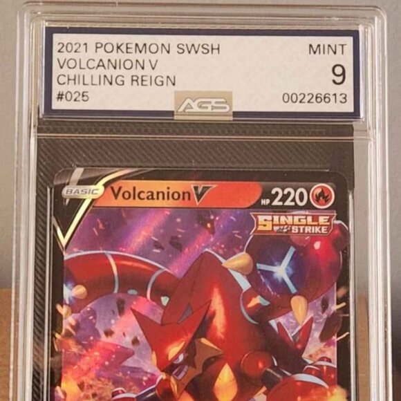 2021 Pokemon Chilling Reign Volcanion V #025 Holo AGS 9 Mint - Picture 1 of 2